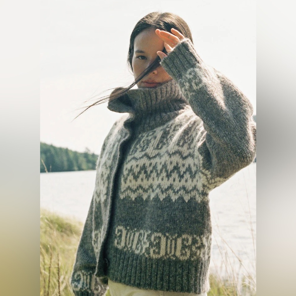 TRADE Ozma of California Cabin Cardi, Eco-Cloud Alpaca Cotton, Shrub - Picture 2 of 15